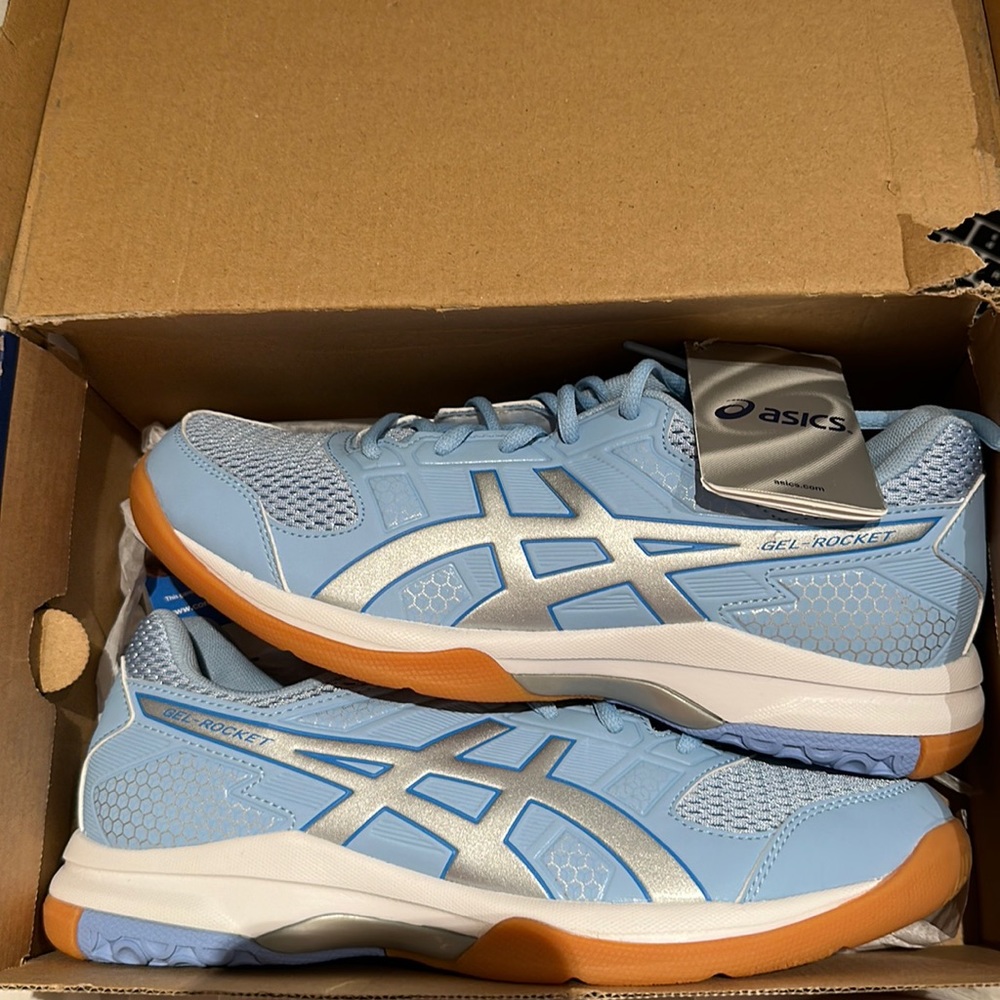 ASICS gel rocket airy blue/silver/white